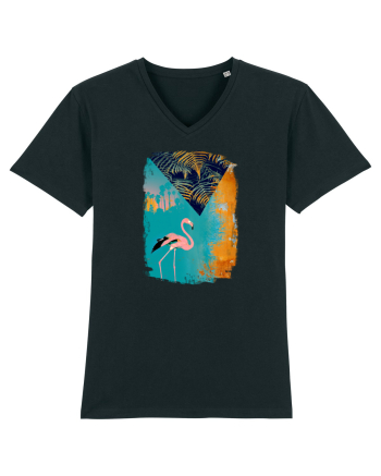 Atmosferă Tropicală cu Flamingo roz Black