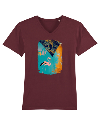 Atmosferă Tropicală cu Flamingo roz Burgundy