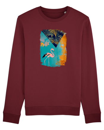 Atmosferă Tropicală cu Flamingo roz Burgundy