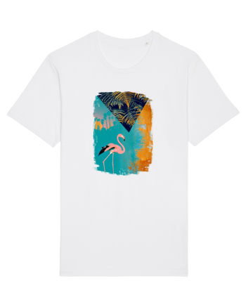 Atmosferă Tropicală cu Flamingo roz White