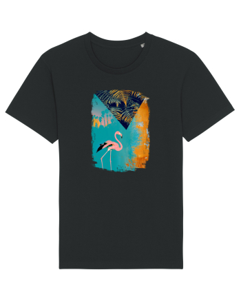 Atmosferă Tropicală cu Flamingo roz Black