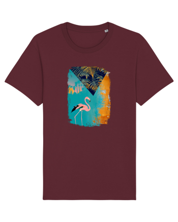 Atmosferă Tropicală cu Flamingo roz Burgundy