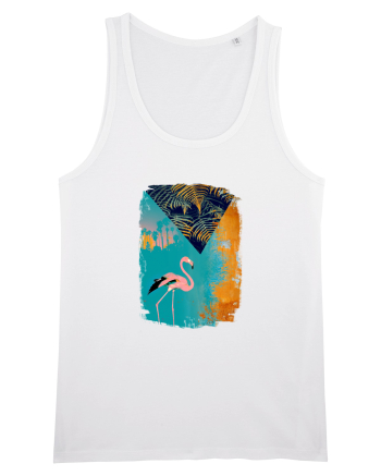 Atmosferă Tropicală cu Flamingo roz White