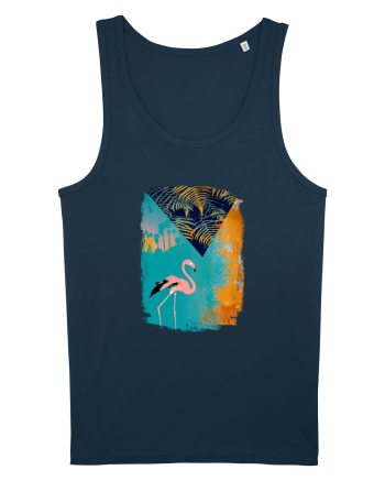 Atmosferă Tropicală cu Flamingo roz Navy