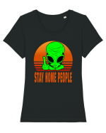 Stay Home People Tricou mânecă scurtă guler larg fitted Damă Expresser