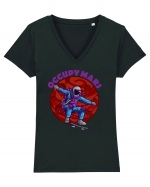 Astronaut Skater Occupy Mars Tricou mânecă scurtă guler V Damă Evoker