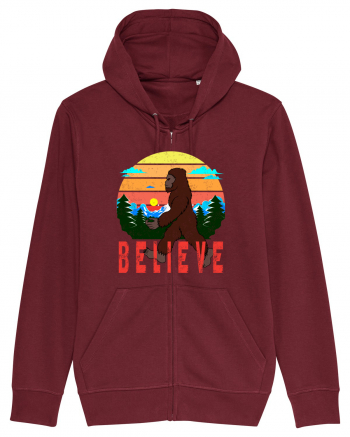 Believe Bigfoot Retro Burgundy