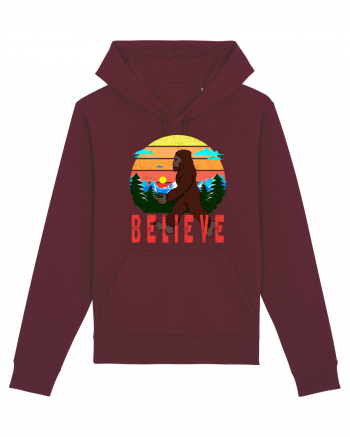 Believe Bigfoot Retro Burgundy