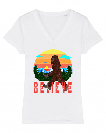 Believe Bigfoot Retro White