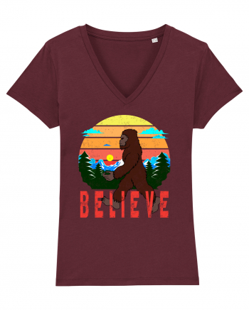 Believe Bigfoot Retro Burgundy