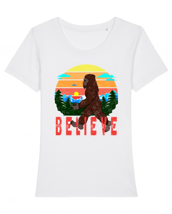 Believe Bigfoot Retro White