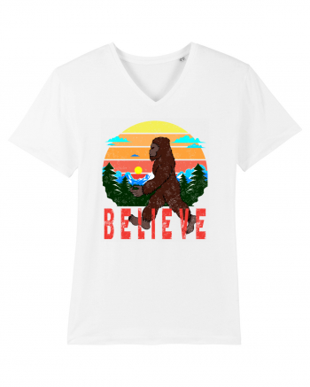 Believe Bigfoot Retro White