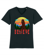 Believe Bigfoot Retro Tricou mânecă scurtă guler V Bărbat Presenter