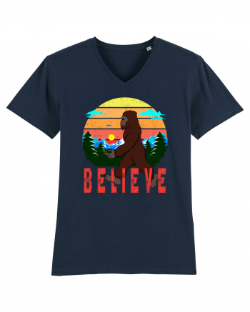 Believe Bigfoot Retro French Navy