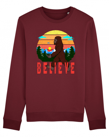 Believe Bigfoot Retro Burgundy