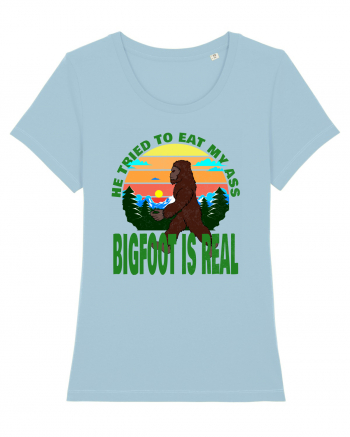 Bigfoot Is Real He Tried To Eat My Ass Grunge Sky Blue