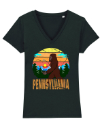 Bigfoot Pennsylvania Vintage Tricou mânecă scurtă guler V Damă Evoker