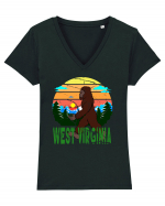 Bigfoot West Virginia Tricou mânecă scurtă guler V Damă Evoker