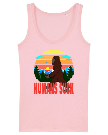 Humans Suck Retro Bigfoot Cotton Pink