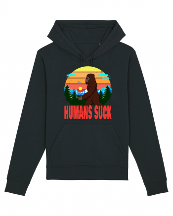 Humans Suck Retro Bigfoot Black