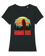 Humans Suck Retro Bigfoot Tricou mânecă scurtă guler larg fitted Damă Expresser