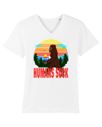 Humans Suck Retro Bigfoot White