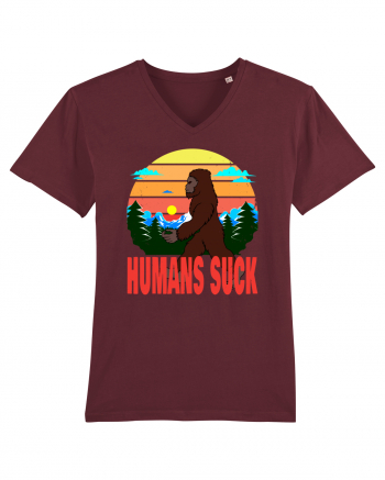 Humans Suck Retro Bigfoot Burgundy