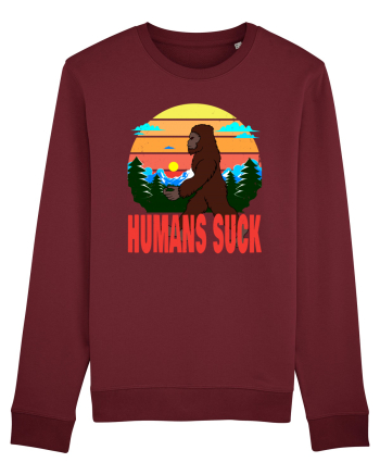 Humans Suck Retro Bigfoot Burgundy