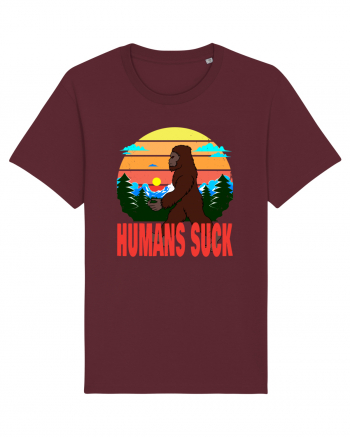 Humans Suck Retro Bigfoot Burgundy