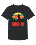 Humans Suck Retro Bigfoot Tricou mânecă scurtă guler larg Bărbat Skater