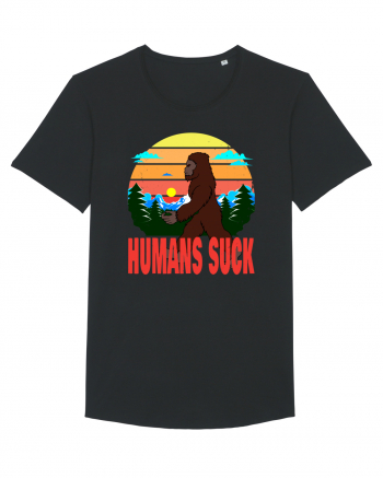 Humans Suck Retro Bigfoot Black