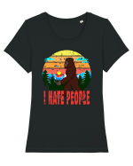 I Hate People Vintage Bigfoot Tricou mânecă scurtă guler larg fitted Damă Expresser
