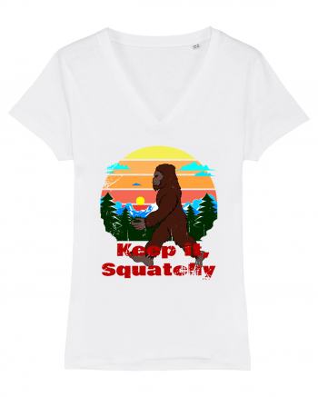 Keep It Squatchy Retro Bigfoot White
