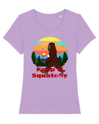 Keep It Squatchy Retro Bigfoot Lavender Dawn