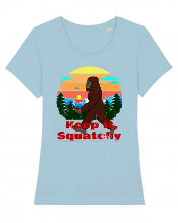 Keep It Squatchy Retro Bigfoot Sky Blue