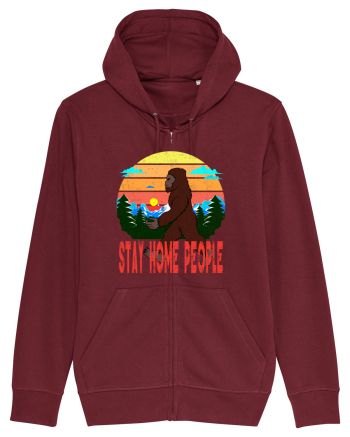 Stay Home People Retro Style Burgundy