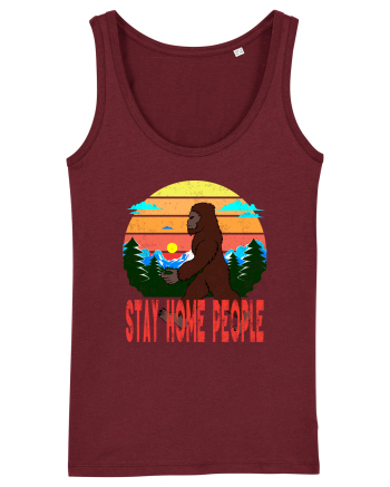 Stay Home People Retro Style Burgundy