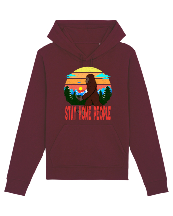 Stay Home People Retro Style Burgundy