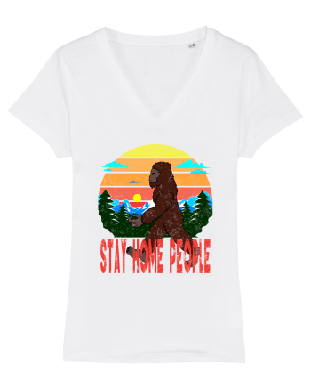 Stay Home People Retro Style White