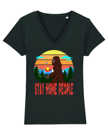 Stay Home People Retro Style Black