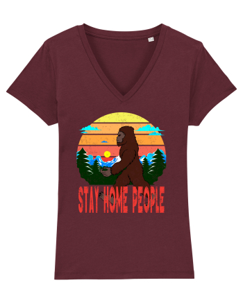 Stay Home People Retro Style Burgundy