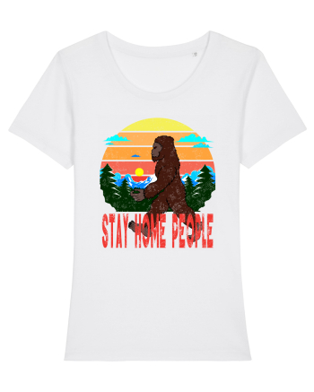Stay Home People Retro Style White