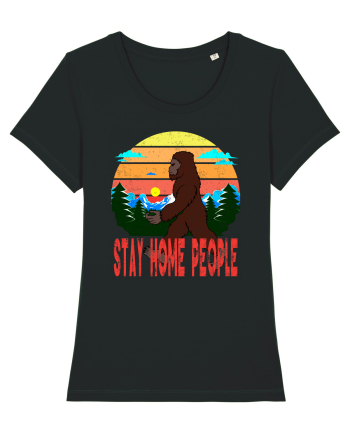 Stay Home People Retro Style Black