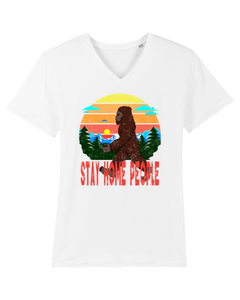 Stay Home People Retro Style White
