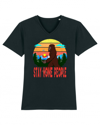 Stay Home People Retro Style Black