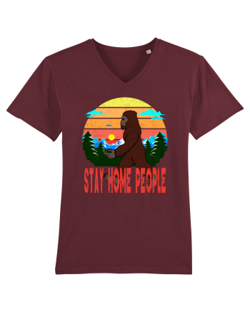 Stay Home People Retro Style Burgundy
