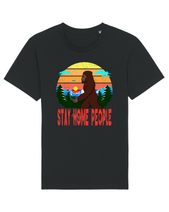 Stay Home People Retro Style Black