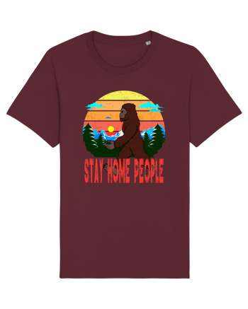 Stay Home People Retro Style Burgundy