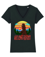 Who Loves Bigfoot Tricou mânecă scurtă guler V Damă Evoker