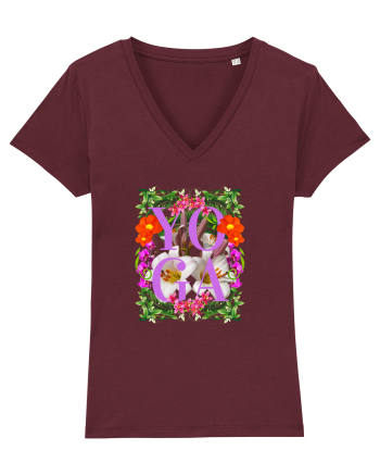 Yoga Este Sportul Meu Favorit Design Cu Flori Burgundy
